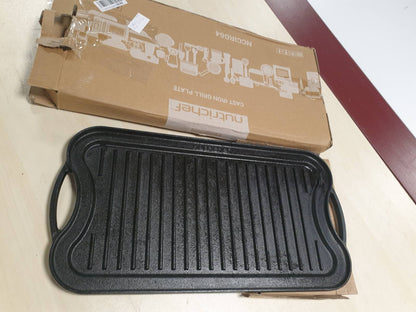 221461 - NUTRICHEF - Pjatë pjekjeje 50.70x25.68cm - Pjatë pjekjeje Plancha, Tigan pjekjeje - i bërë prej gize me anë të lëmuara dhe të brinjëzuara