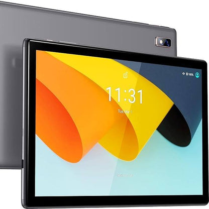 294620 - BYYBUO Tablet 10.1" Android 14, 6GB RAM + 64GB ROM, procesor Quad-Core, bateri 5000mAh, ekran IPS HD 1280×800 me prekje, kamera 5MP + 8MP, Bluetooth dhe Wi-Fi, ngjyrë gri.