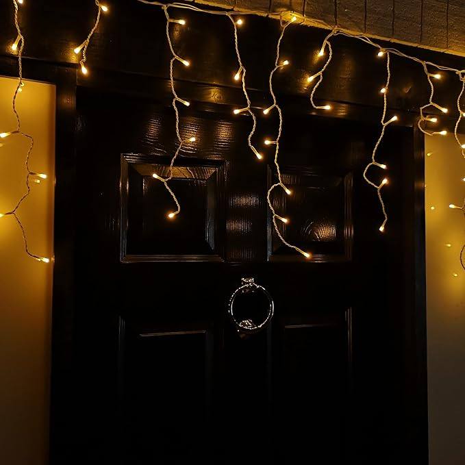 239602 - Premier – Drita dekorative të Krishtlindjeve 25 m me 1000 LED ngjyrë ari vintage, efekt akulli (Icicle), për ambiente të brendshme dhe të jashtme, me funksion kohëmatësi.