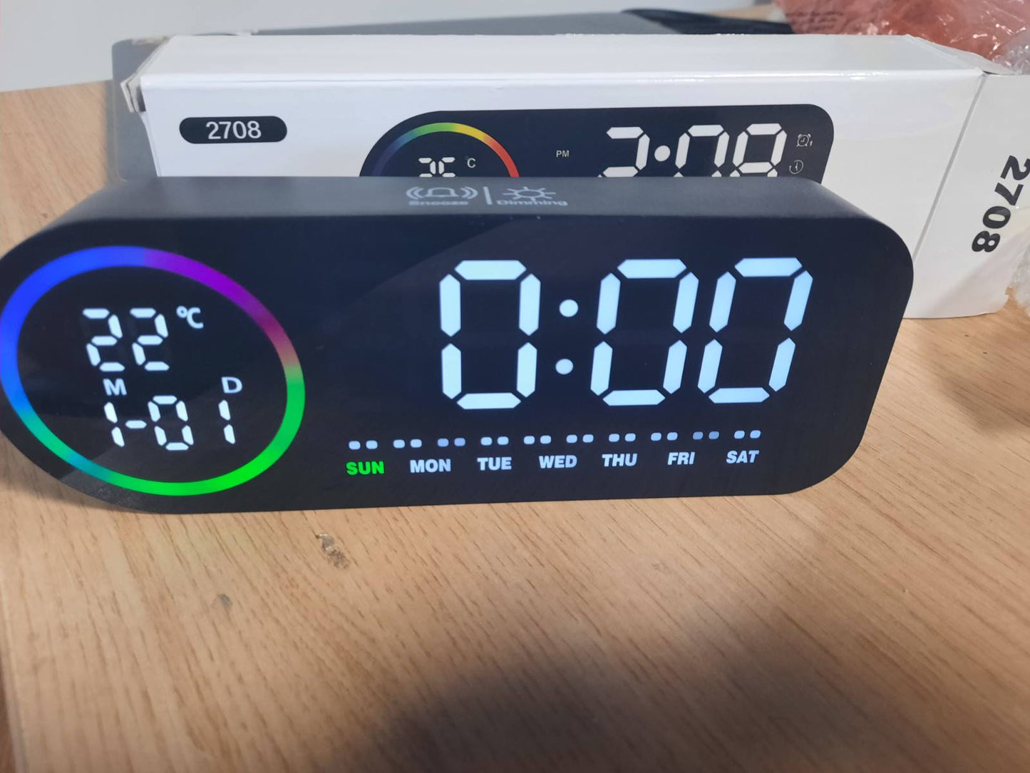 185910 - DIBONIUR Orë Dixhitale me Alarm LED, me Alarm të Dyfishtë, Energji USB/Bateri, me Memorje Fikjeje dhe Funksion Numërimi Mbrapsht