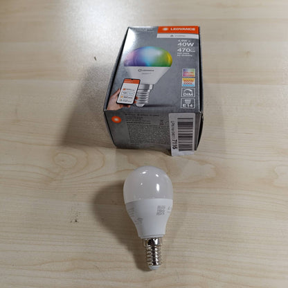 197561 - LEDVANCE SMART+ MATTER - Llampa LED, e pajtueshme me Google, Alexa, Apple, ngjyrë e bardhë e ngrirë, 4.9W, 470lm, E14, dritë me ngjyra dhe e bardhë, kontroll me aplikacion ose me zë, jetëgjatësi 20,000 orë, pako e vetme