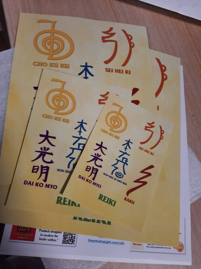 213125 - Poster pa kornizë me tabelën e simboleve Reiki për dekor meditimi dhe shërim shpirtëror, në madhësitë 8.5×11, 8×10, 5×7 dhe 4×6 inç.