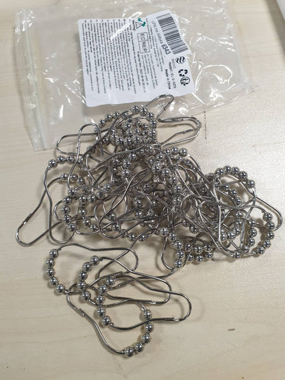 186288 - UNAZA ARGJENDI - Unaza të argjendta për perdë dushi prej çeliku inox me sistem rrëshqitës, 40 copë, matje 4 x 7 cm