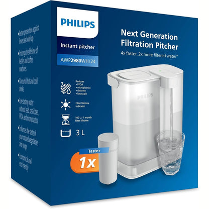 187146 - PHILIPS Filtër Uji me Filtr të Menjëhershëm 3 L, 2 Ã— Filtra Anticalc+, Zvogëlon Gëlqeren dhe Klorin
