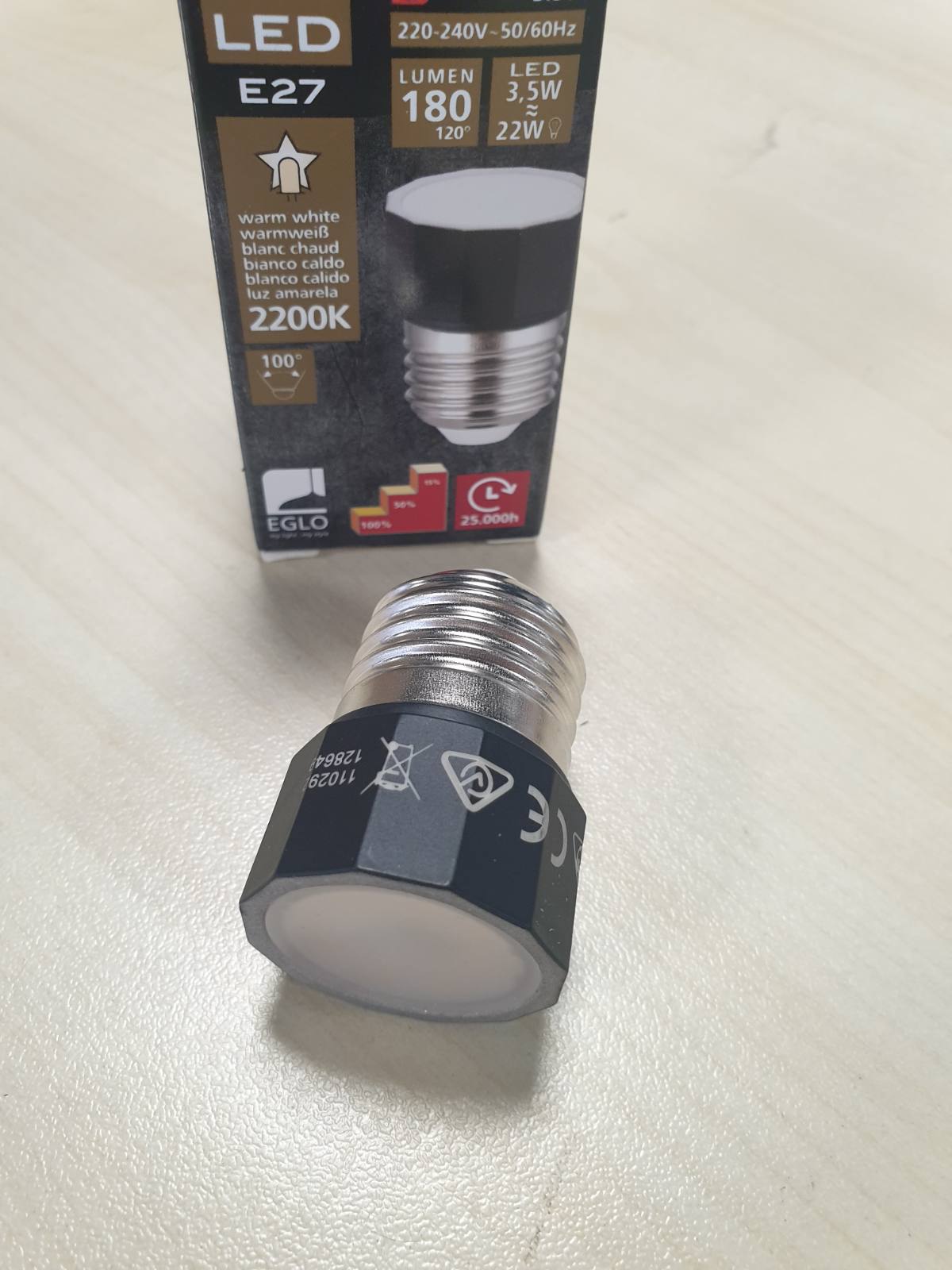 216182 - EGLO Llambë LED E27, e errësueshme, 3.5 vat, 2200 Kelvin, Ø 3.2 cm
