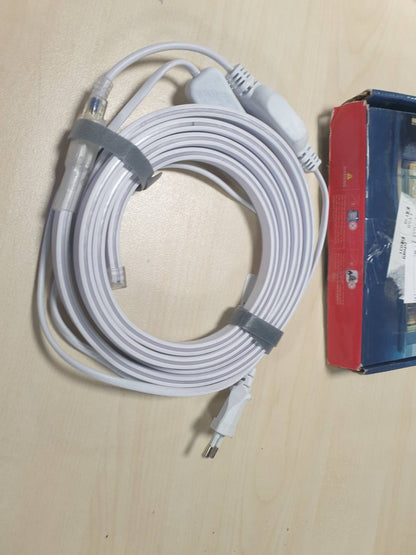 185208 - SUCIKORIO Shirit LED Neoni 2m për Jashtë, 220V, IP65 i Papërshkueshëm nga Uji, i Bardhë i Ftohtë 6000K, Fleksibël, 120 LED/m, i Prerë, me Furnizim me Energji