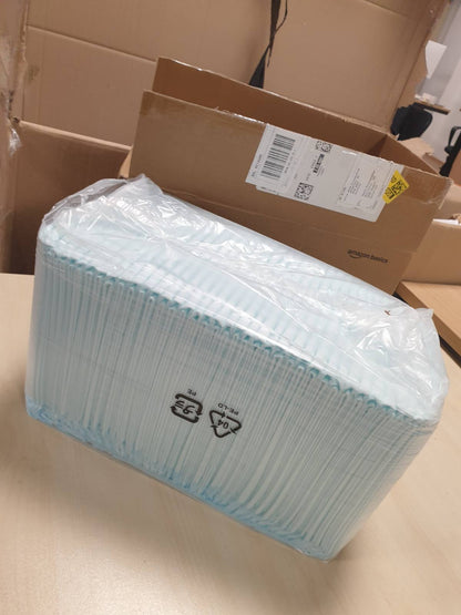 184207 - AMAZON BASICS Mbrojtëse Stërvitjeje për Qen dhe Këlyshë, Dizajn me 5 Shtresa Rezistente Ndaj Rrjedhjeve, Sipërfaqe që Thahet Shpejt, Madhësi XL (40 copë), Ngjyra Blu