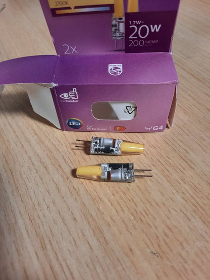 186367 - PHILIPS Llampë Standarde LED, Ndërrim për Hallogjen 20W, Bazë G4, Dritë e Ngrohët Bardhë 2700K, Pako Dyfishtë, Gjeneratë e Re