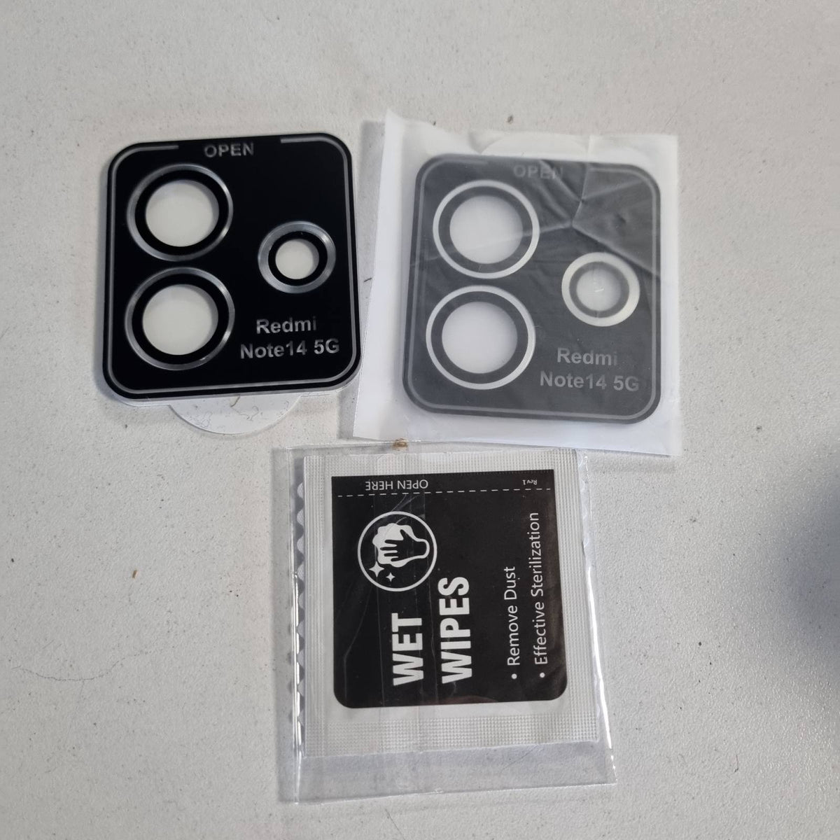 296466 - GIOPUEY Mbrojtës i plotë i kamerës për Redmi Note 14 5G, Metal + xham i temperuar, Argjend