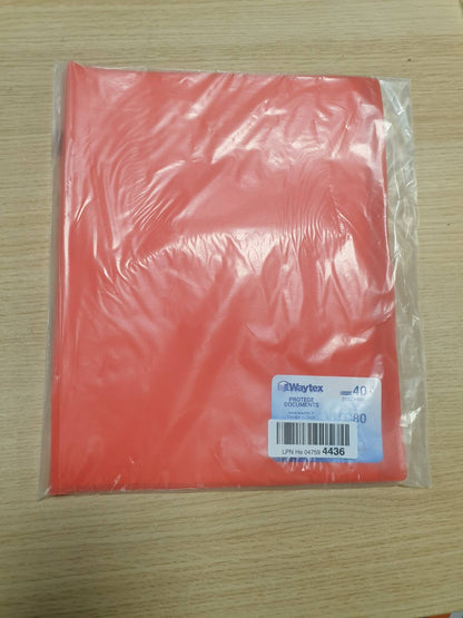 296425 - WAYTEX Mbrojtëse Dokumentesh A4, 80 Pamje, 40 Xhepa, Mbulesë Polipropileni e Kuqe