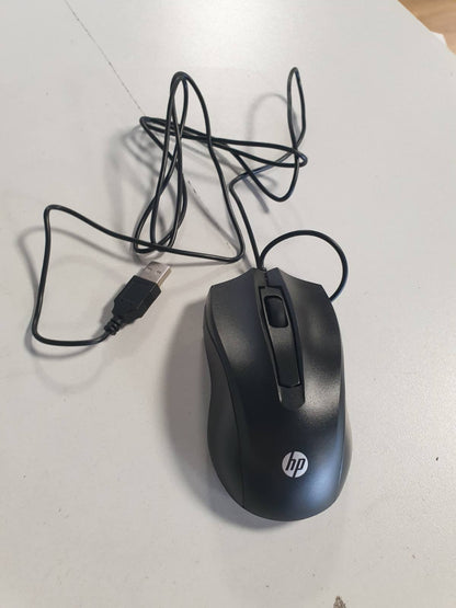 295394 - HP Maus 100 me kabllo, maus optik USB 1600 DPI, 3 butona, dizajn ergonomik, plug & play, për PC, laptop, Windows, macOS, i zi