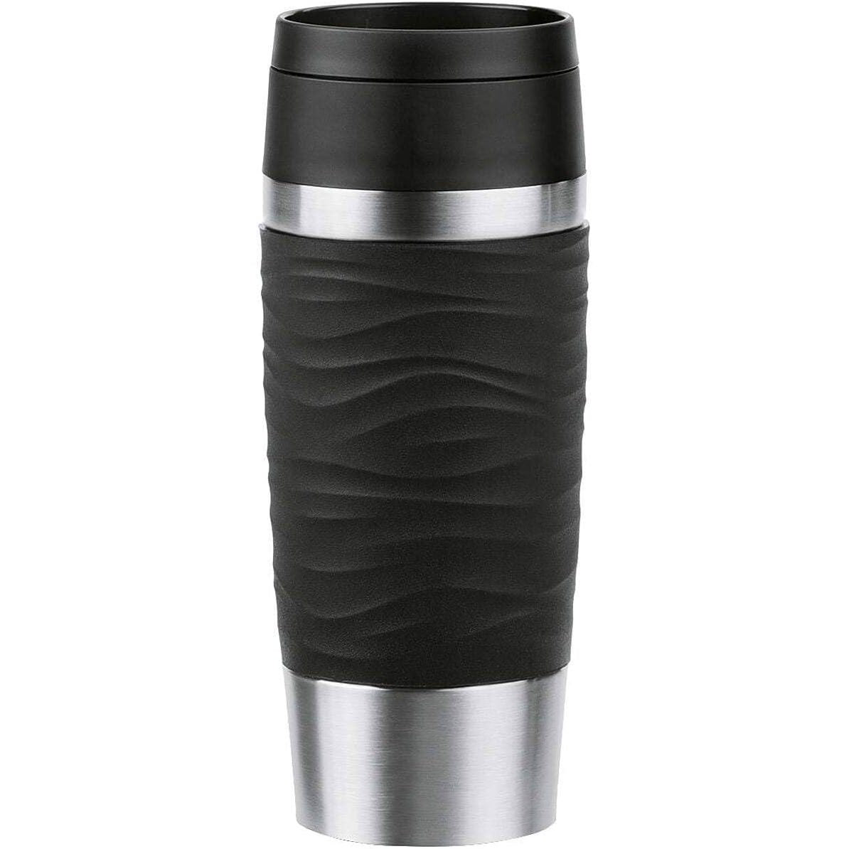 232634 - Emsa Travel Mug Wave – Termos 0.36 L prej çeliku inox, me kapak me vidhos, 100% kundër rrjedhjes, mban pije të ngrohta deri 4 orë dhe të ftohta deri 8 orë, i sigurt për larje në enëlarëse dhe me hapje 360°.