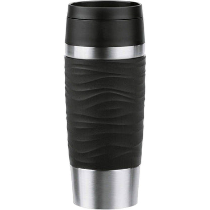 232634 - Emsa Travel Mug Wave – Termos 0.36 L prej çeliku inox, me kapak me vidhos, 100% kundër rrjedhjes, mban pije të ngrohta deri 4 orë dhe të ftohta deri 8 orë, i sigurt për larje në enëlarëse dhe me hapje 360°.