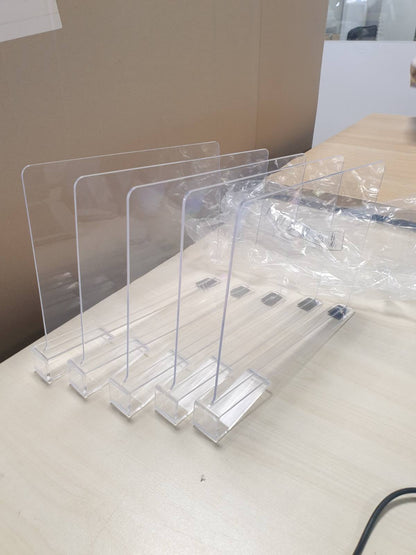 185923 - CONG.LAI Ndarës Raftesh me 6 Pjesë nga Akriliku Transparent, Organizues i Gardërobash, 30 x 20 cm, Ndarës Dollapi i Rregullueshëm për Dhomë Gjumi, Kuzhinë, Dyqan, Zyrë
