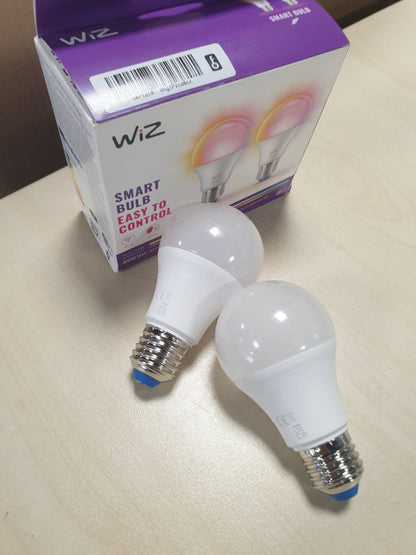 184604 - WIZ Llambë LED Inteligjente A60, Ngjyrë dhe e Bardhë me Errësim, Prizë E27, Ekuivalenti i 60W, 806 Lumen, Pajtueshme me Alexa, Google Assistant dhe Apple Home, Pako prej 2 Copësh