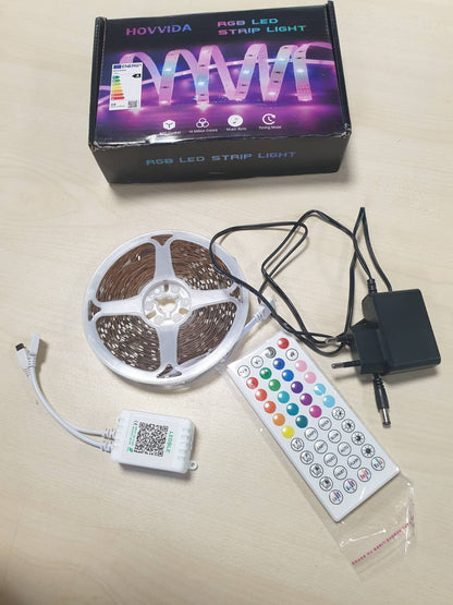 185635 - HOVVIDA Shirit LED 15M, 30 LED për Metër, 450 LED RGB, me Aplikacion dhe Telekomandë, Modalitet Kohe dhe Muzike, Përshtatshme për Dhomë, Dhomë Ndenjeje, Kuzhinë, Dhomë Gjumi, Bar, Festë