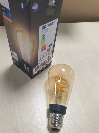 184016 - PHILIPS HUE Llamba LED me Filament, Pako Prej 1, E27, Edison ST72, Ndriçim i Qëndrueshëm, Spektri i Dritës nga e Ngrohtë deri e Ftohtë, Me Errësim, Lidhje Bluetooth dhe Bridge, i Përshtatshëm për Alexa dhe Google Home