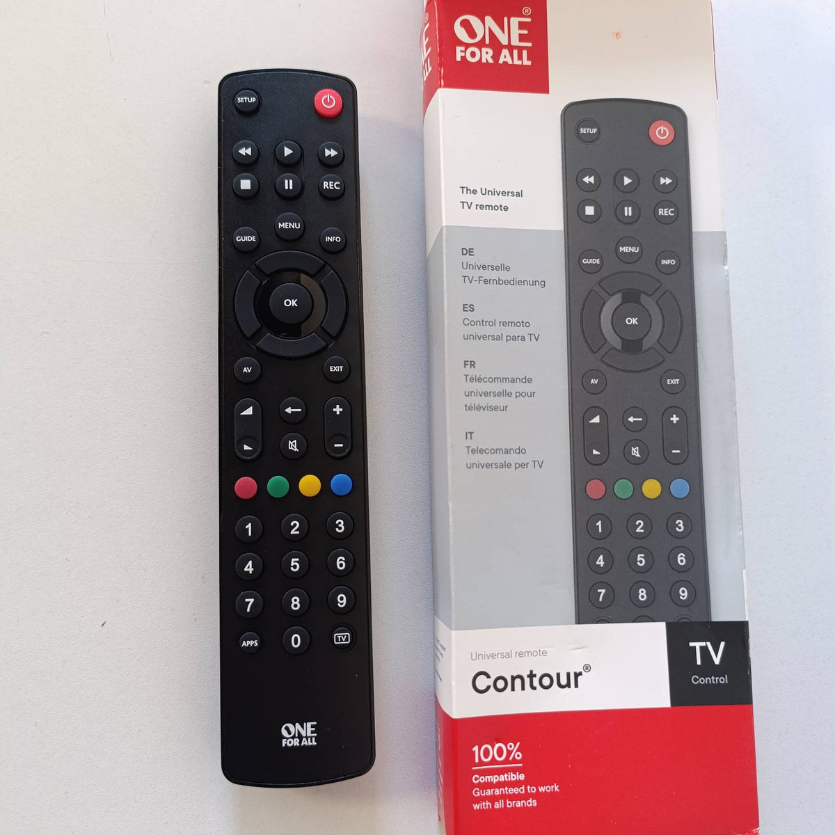 299901 - TELEKOMANDË UNIVERSALE CONTOUR TV URC1210, e zezë - Kontroll i TV / Smart TV, e përshtatshme për të gjitha markat
