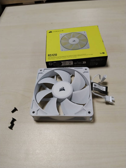 296277 - CORSAIR Ventilator RS120 120 mm PWM, Lidhje me zinxhir, Zhurmë e ulët, Kushineta me kupolë magnetike, E bardhë