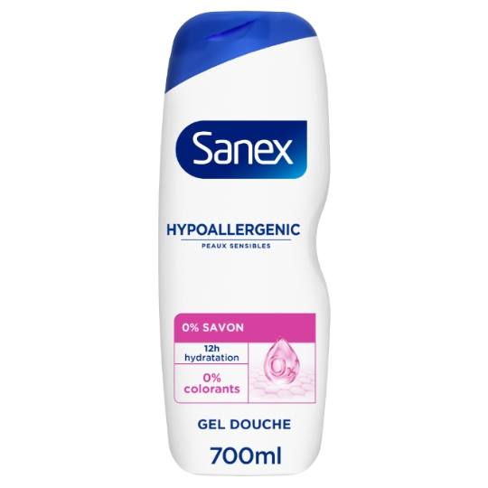 295143 - Xhel dushi Sanex Derma Care për lëkurë të ndjeshme, hipoalergjik, pa sapun, pa ngjyrues, me hidratim 12 orësh