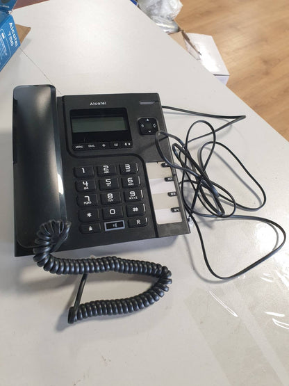 295295 - ALCATEL T56 Telefon fiks me kabëll, ekran dixhital, pa duar, regjistri i thirrjeve, butoni i rinumërimit, 4 numra të shpejtë, ngjyrë e zezë