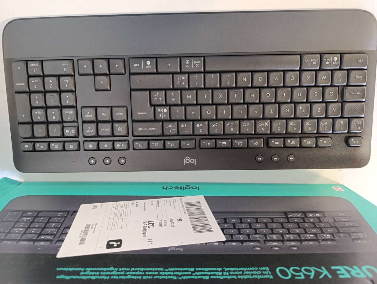 295142 - LOGITECH Signature K650, Tastierë Ergonomike pa Tel me Madhësi të Plotë me Mbështetëse Kyçi, Bluetooth BLE, Rrotull Logi USB, Taste të Heshtura, Tastierë Numerike, E Përputhshme me PC/Windows/Mac, AZERTY Franceze - Gri
