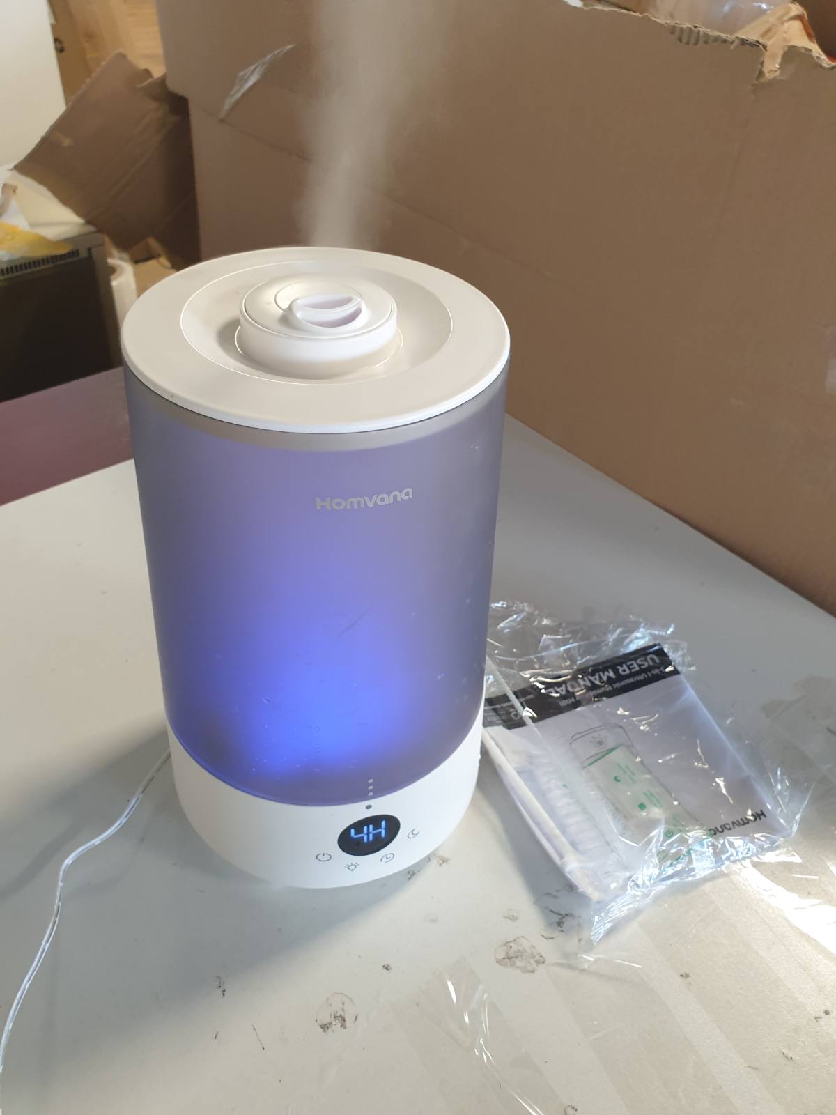 277466 - HOMVANA Lagështues ajri për fëmijë, 3.6L Cool Mist, i heshtur 16dB, 34 orë për dhomë, pa BPA, dritë me 7 ngjyra, difuzor (gri)