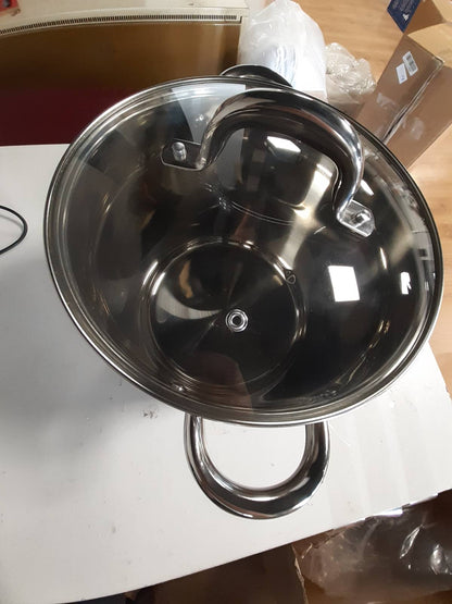 217930 - GSW 990264 Montreal – Tenxhere perimesh, 24 cm, Çelik inox, me kapak, doreza metalike të sigurta, e përshtatshme për induksion dhe furrë