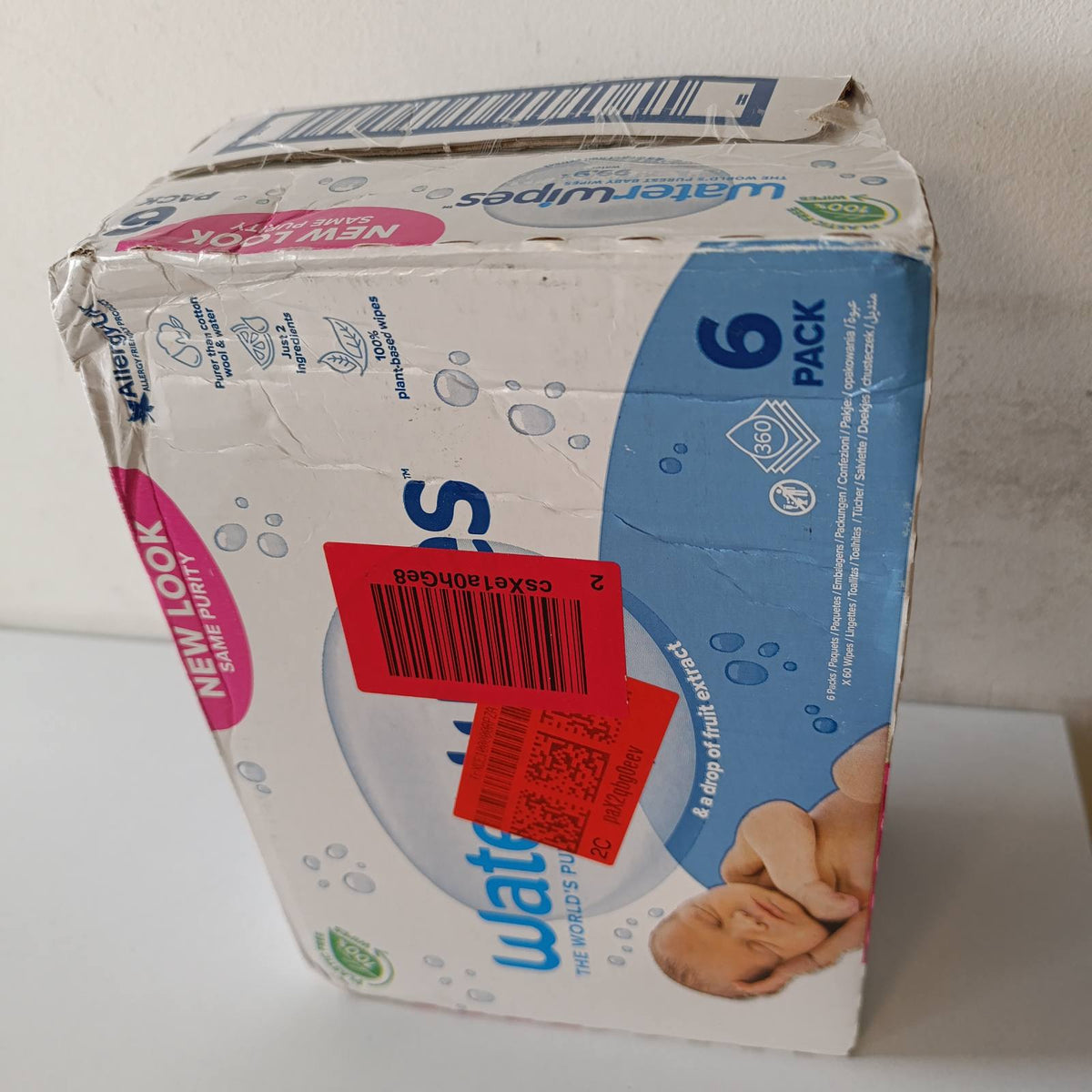 302120 - WATERWIPES Sensitive+, 360 peceta (6 pako), 99.9% ujë, pa aromë, për të porsalindur dhe bebe