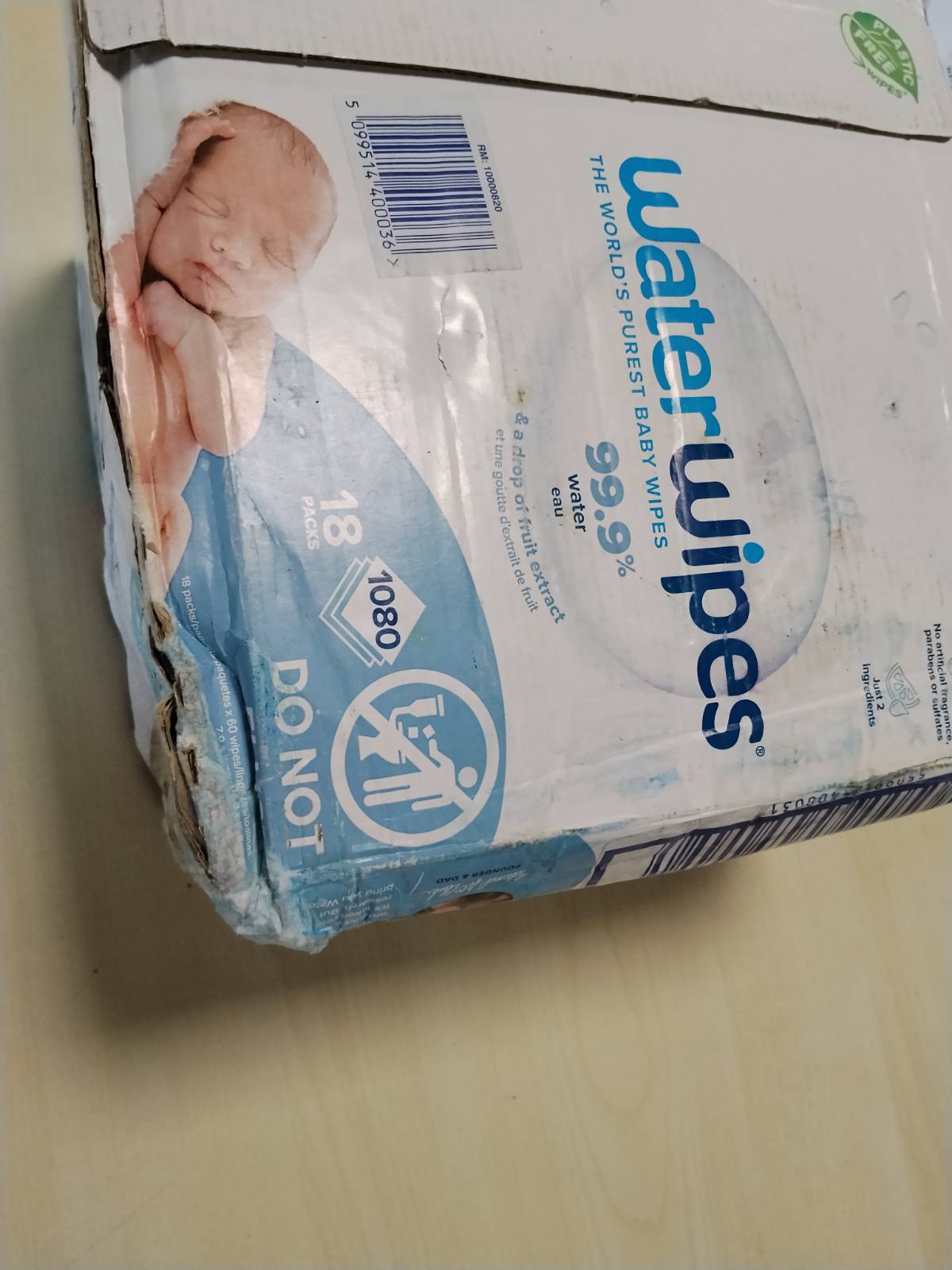 301775 - WATERWIPES Peceta për të porsalindur dhe foshnje, 1080 copë (18 pako), 99.9% ujë, pa aromë