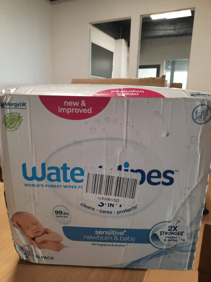 301677 - WATERWIPES Peceta Sensitive+ për të porsalindur dhe bebe, 1080 copë (18 pako), 99.9% ujë, pa aromë