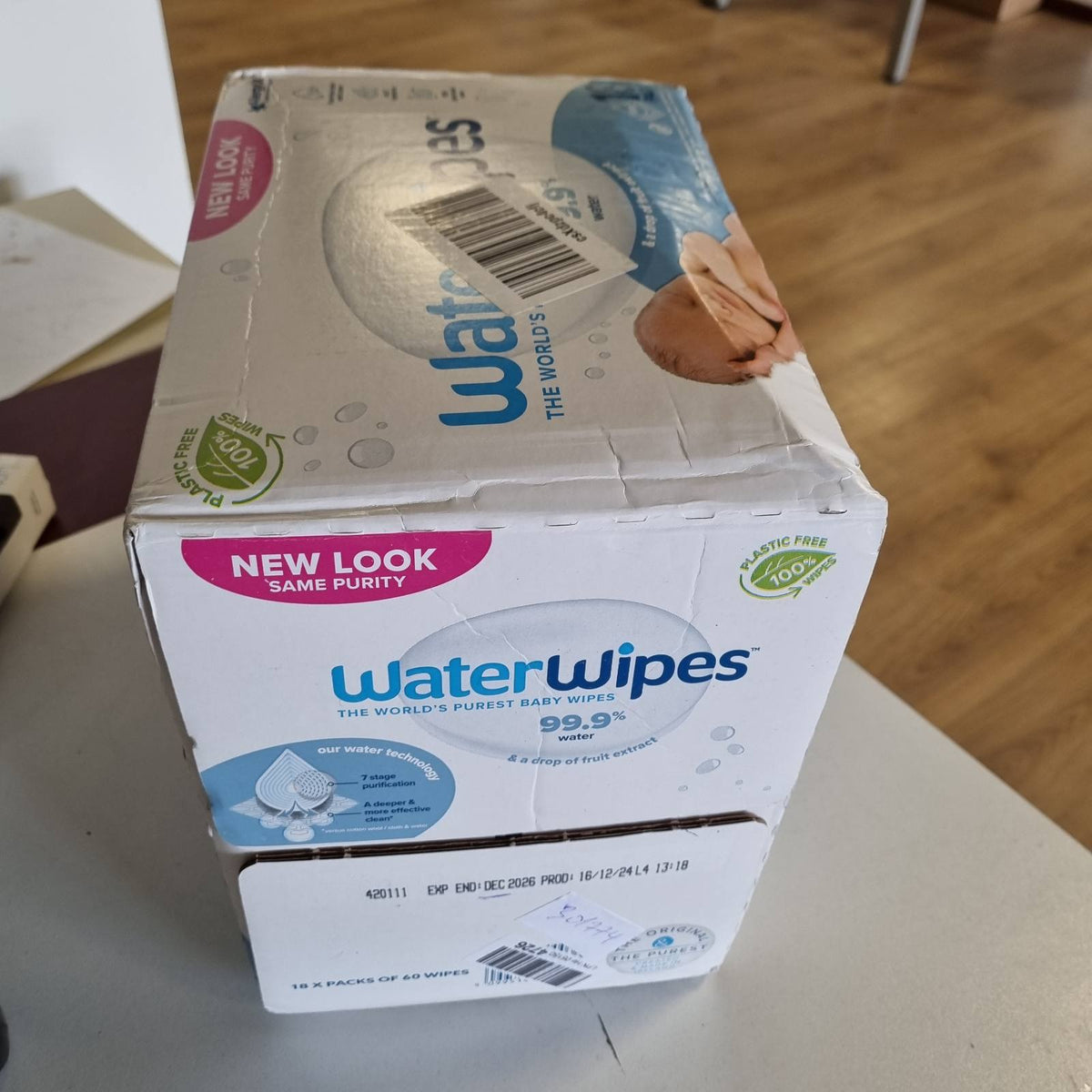 301774 - WATERWIPES Peceta për të porsalindur dhe foshnje, 1080 copë (18 pako), 99.9% ujë, pa aromë