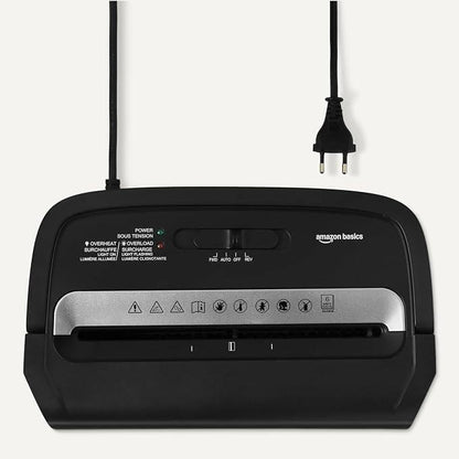167461 - Amazon Basics Grirëse letre dhe kartash krediti me prerje mikro për siguri të lartë, 6 fletë, 14 litra, me doreza, dizajn kompakt për shtëpi, ngjyrë e zezë.