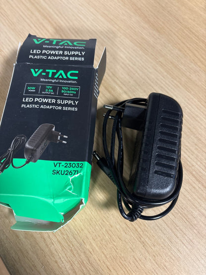 310437 - V-TAC Adaptor Furnizimi me Energji 12V 30W 2.5A, Hyrje AC 100-240V, Prizë Euro