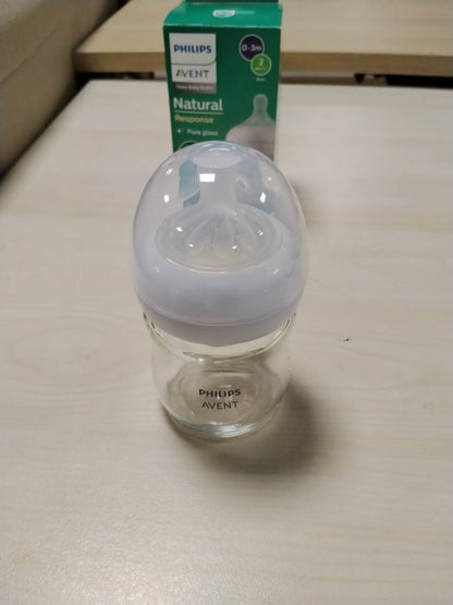 302361 - PHILIPS AVENT Shishe qelqi për foshnje Natural Response - 120 ml, pa BPA për foshnje nga 0 muajsh (Modeli SCY930/01)