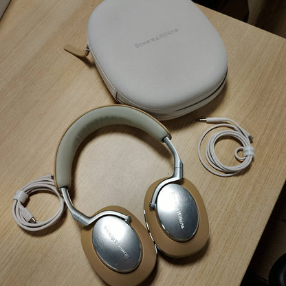 319272 - BOWERS & WILKINS Kufje Px8 me Anulim Zhurme, Pa Tel, Bluetooth 5.0, Karikim i Shpejtë, 30 Orë Dëgjim me Rezolucion të Lartë, Mikrofon i Integruar - Bezhë