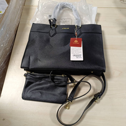 268580 - LOVEVOOK Çantë Laptop 15.6 inç, Çantë Dore për Gra, e Madhe, e Papërshkueshme nga Uji, Çantë Pune, Çantë Biznesi, Çantë Lëkure PU, E Zezë