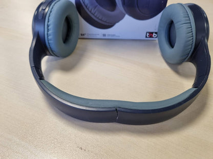 320224 - T'N'B Kufje Bluetooth pa tel, rehatshme në vesh, mbrojtëse veshësh prej shkume, mikrofon i integruar, shirit koke i rregullueshëm, jetëgjatësi baterie 24-orëshe, të lehta dhe të palosshme - blu