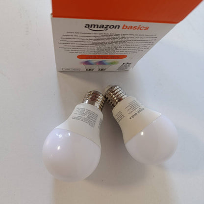 293965 - AMAZON BASICS Llambë LED inteligjente E27, 8W (ekuivalente me 60W), funksionon vetëm me Alexa, pako me 2, shumëngjyrëshe