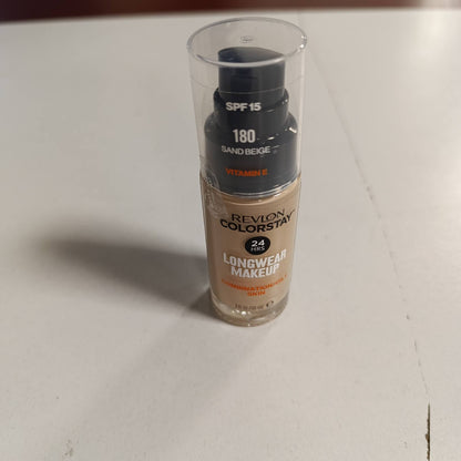 318128 - REVOLON - Fondatinë ColorStay, SPF 15, me Vitaminë E, Mbulim Mesatar-i Lartë, Qëndrueshmëri e Gjatë, Përfundim Mat, I papërshkueshëm nga uji, për lëkurë të kombinuar-të yndyrshme, Nuanca 180, Bezhë Rëre, 30 ml
