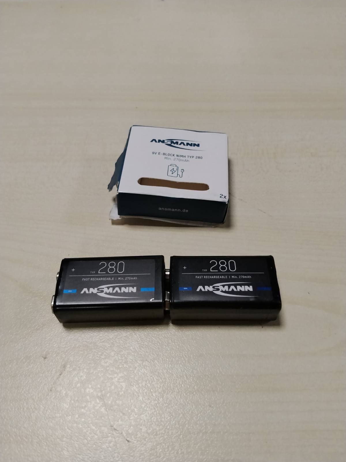 296151 - ANSMANN Bateri 9V 280 mAh Ni-MH, Pako me 2, Vetëshkarkim i Ulët, E Rikarikueshme, Ideale për Telekomanda, Instrumente Matëse, Multimetra, Mikrofonë