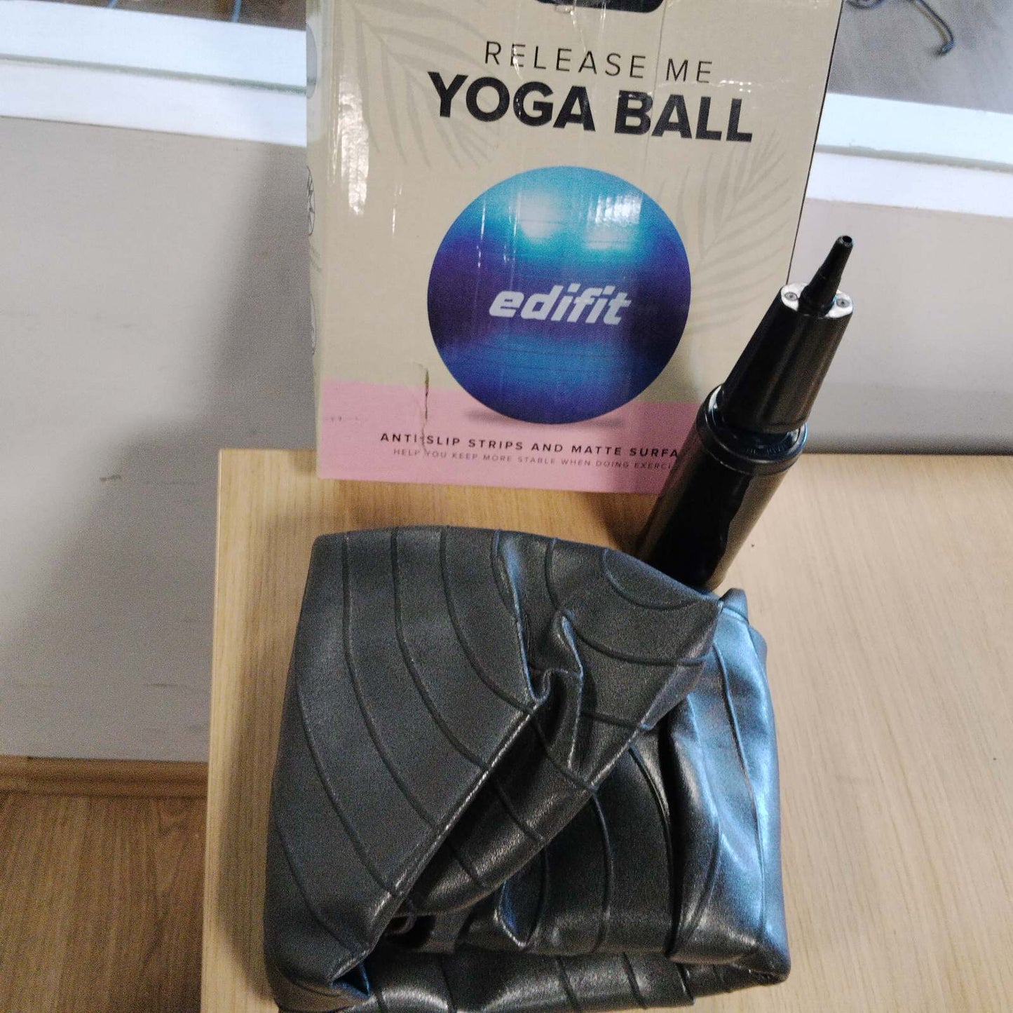 293894 - EDIFIT Top YOGA 55/65/75 cm, Top Zviceran, Palestër, Pilates, Përfshirë Inflator, i Zi