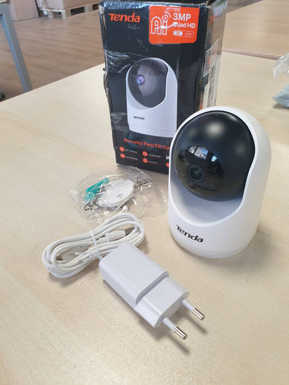 320054 - TENDA Kamerë e Brendshme WiFi 3MP për Mbikëqyrje, Audio 2-Kahëshe, Shikim Nate 12M, Detektim Lëvizjeje, Kamerë IP 360°, Memorje SD deri në 256GB, CP3V3.00
