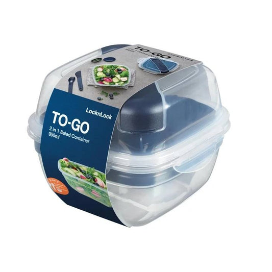 222644 - LocknLock TO GO Tas për Sallatë me enë për salcë, pirun dhe lugë, 950 ml