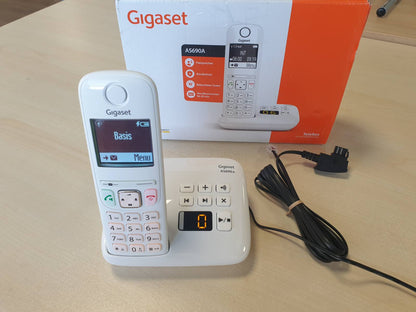 299433 - GIGASET AS690A Telefon DECT pa tel, sekretari, ekran i madh me kontrast të lartë, profile tingulli të rregullueshme, funksion pa duar, mbrojtje nga thirrjet, i bardhë