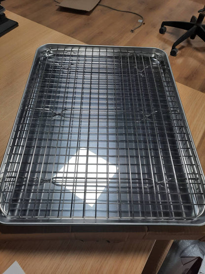 214754 - FIRE MORE Tepsi Pjekjeje me Raft Ftohës, set tepsish dhe raftesh pjekjeje prej çeliku inox, 40.5x30.5x2.5 cm