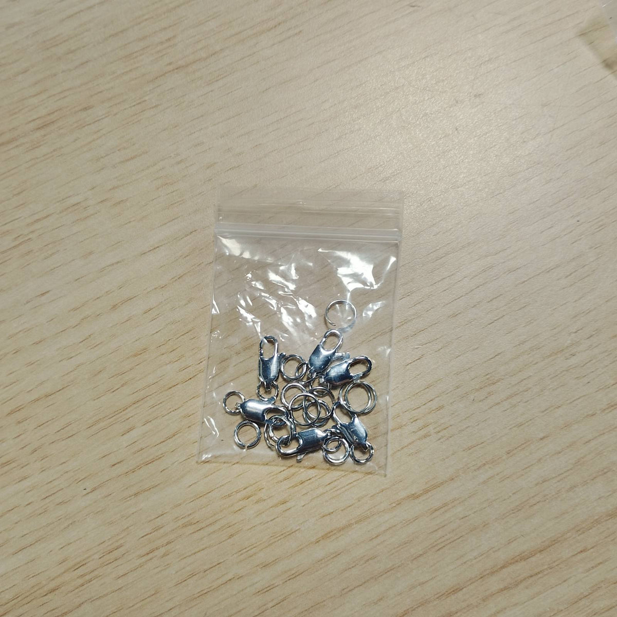 320693 - BEEBECRAFT 1 kuti me 6 Kapëse prej bronzi të veshura me platin, Formë karavidheje, Kapëse argjendi me unaza të hapura, 12 mm