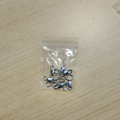 320693 - BEEBECRAFT 1 kuti me 6 Kapëse prej bronzi të veshura me platin, Formë karavidheje, Kapëse argjendi me unaza të hapura, 12 mm