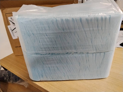 293544 - AMAZON BASICS Dyshekë urinimi për qen me 5 shtresa, 56 x 56 cm, pako me 100 copë, blu dhe të bardhë