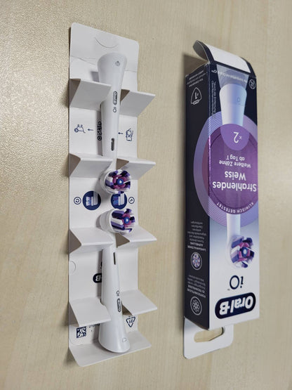 317343 - ORAL-B Koka Furçesh Origjinale për Furçat Elektrike iO Radiant White, Zbardhues Dhëmbësh, E Bardhë, Pako me 2 Koka